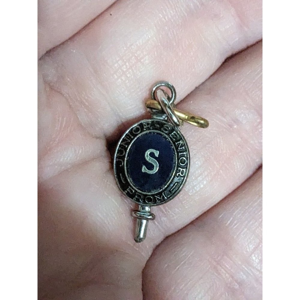 Vintage Junior Senior Prom Key Charm 1 inch tall "S" in Center